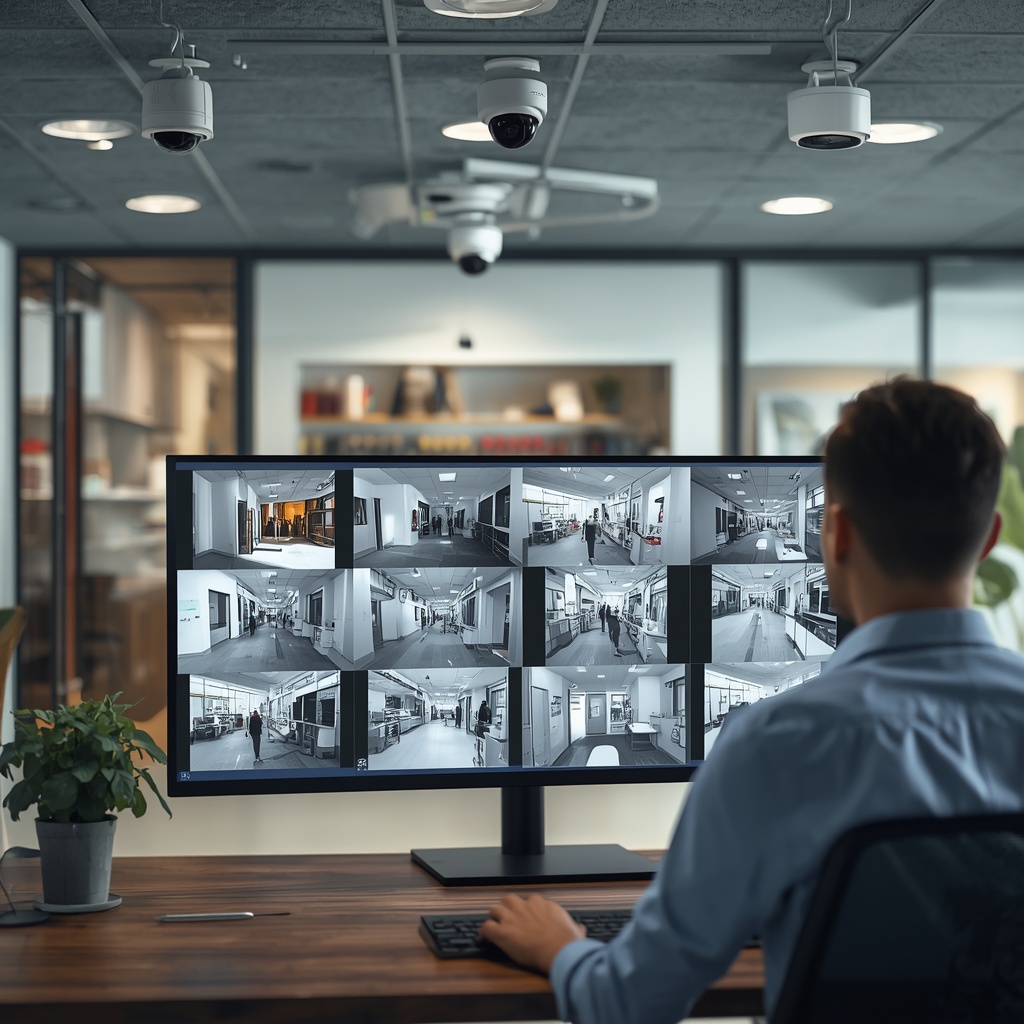 IP surveillance system monitoring security cameras for an Ontario business