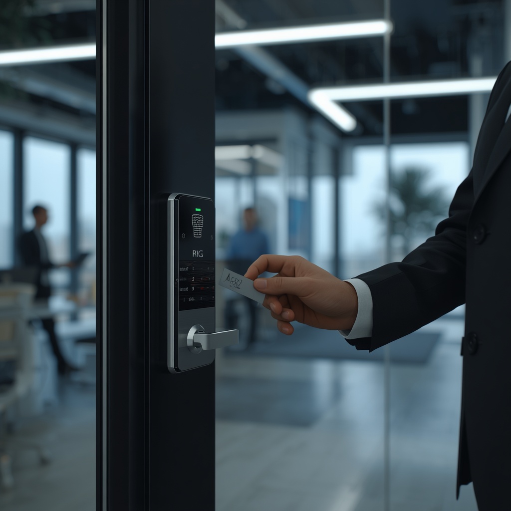 Business access control system using a key card for secure building entry